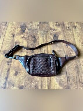 Brown Woven Leather Waist Bag - Stylish Belt Bag